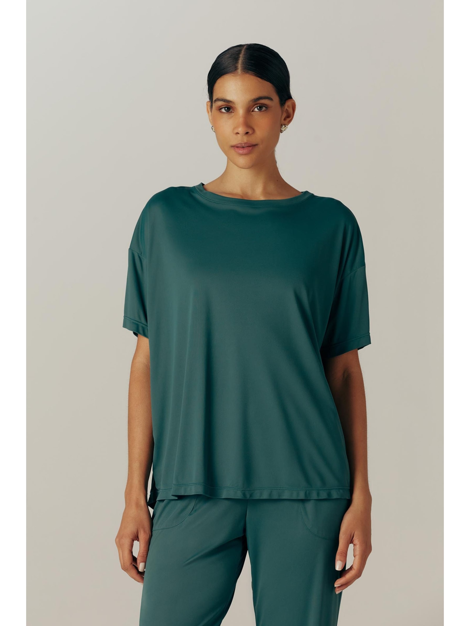 Blusa Fitness Longa Verde Escuro Uv Dry Palma Yogini