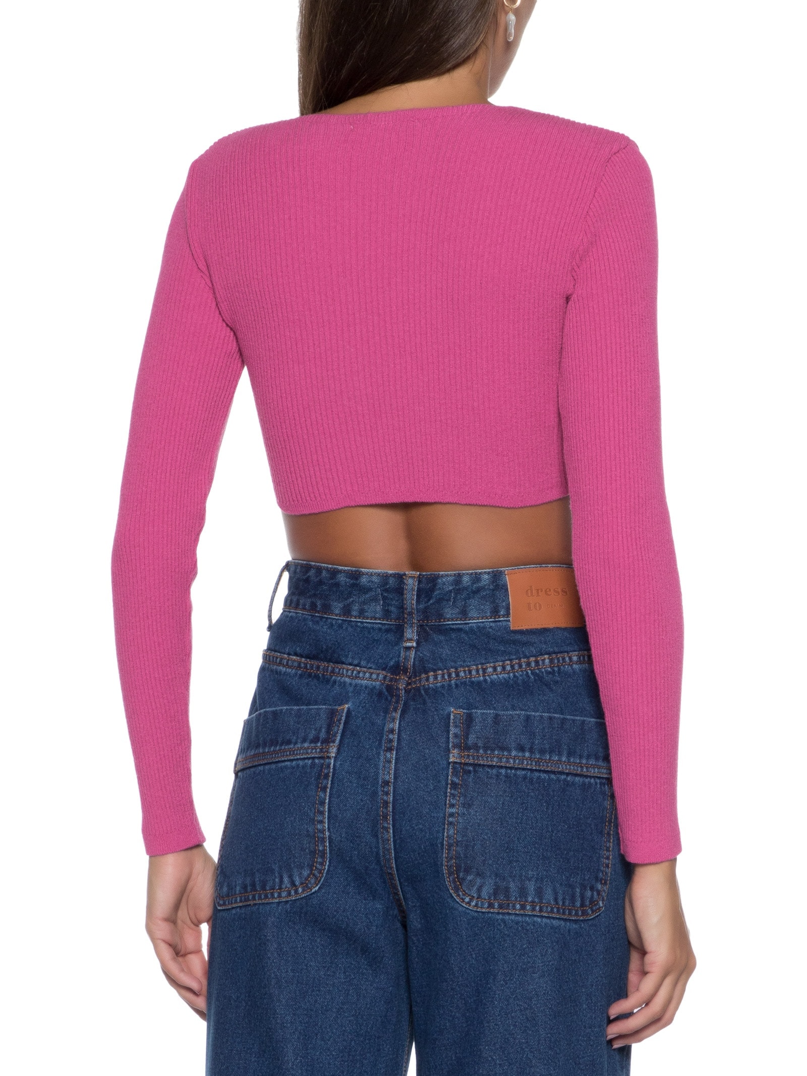 Blusa Franzida Tricot Rosa Dress To