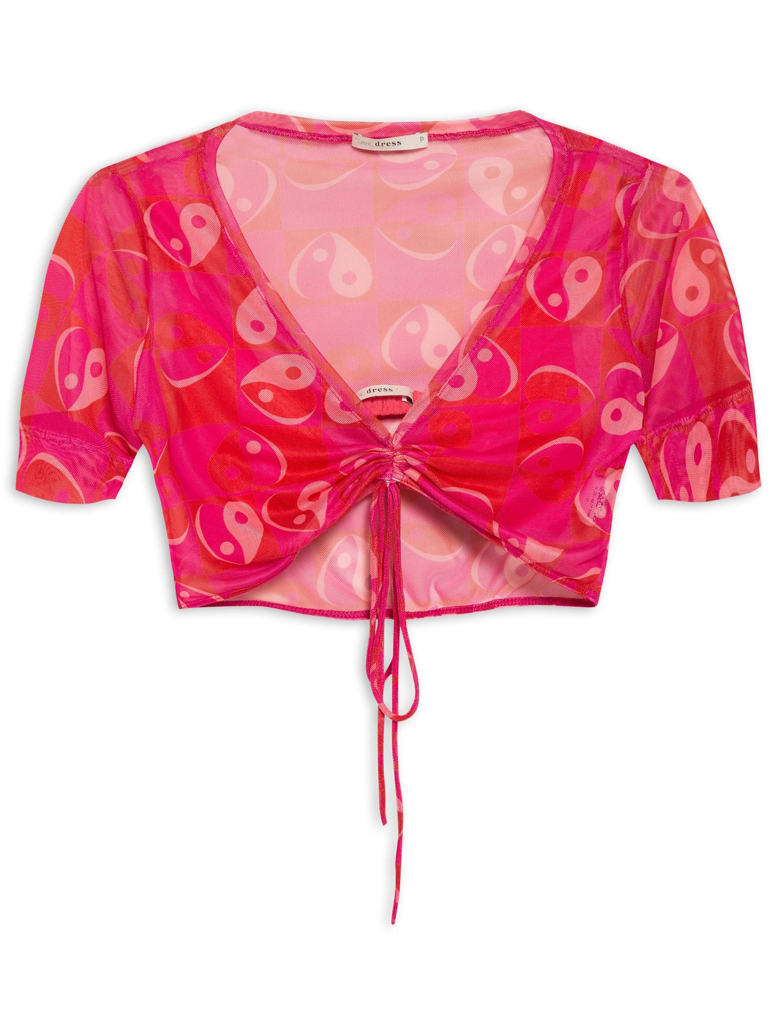 Blusa Franzida Tule Estampa Yang Rosa Dress To