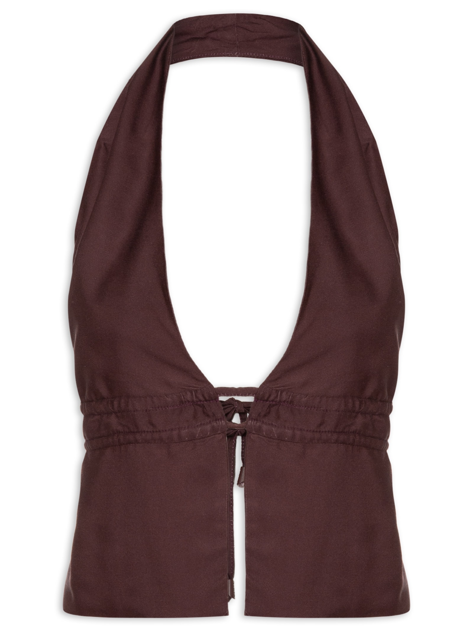 Blusa Frente Única Amarração Marrom  Farm