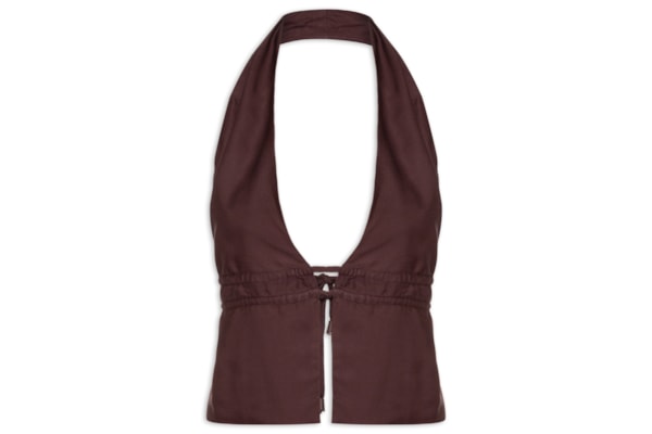 Blusa Frente Única Amarração - Marrom 