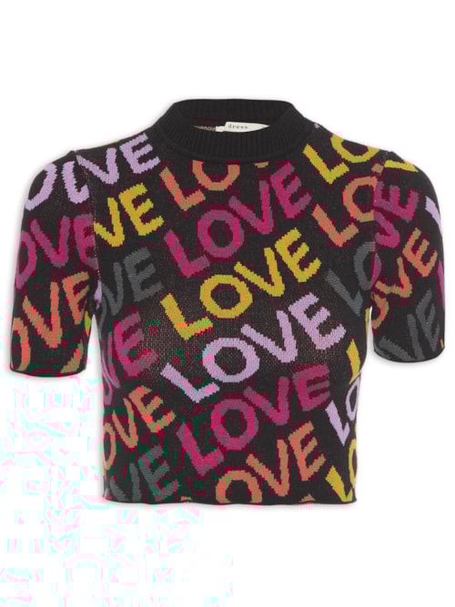 Blusa Jacquard Love – Preto