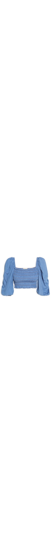 Blusa Jeans Com Lastex - Azul