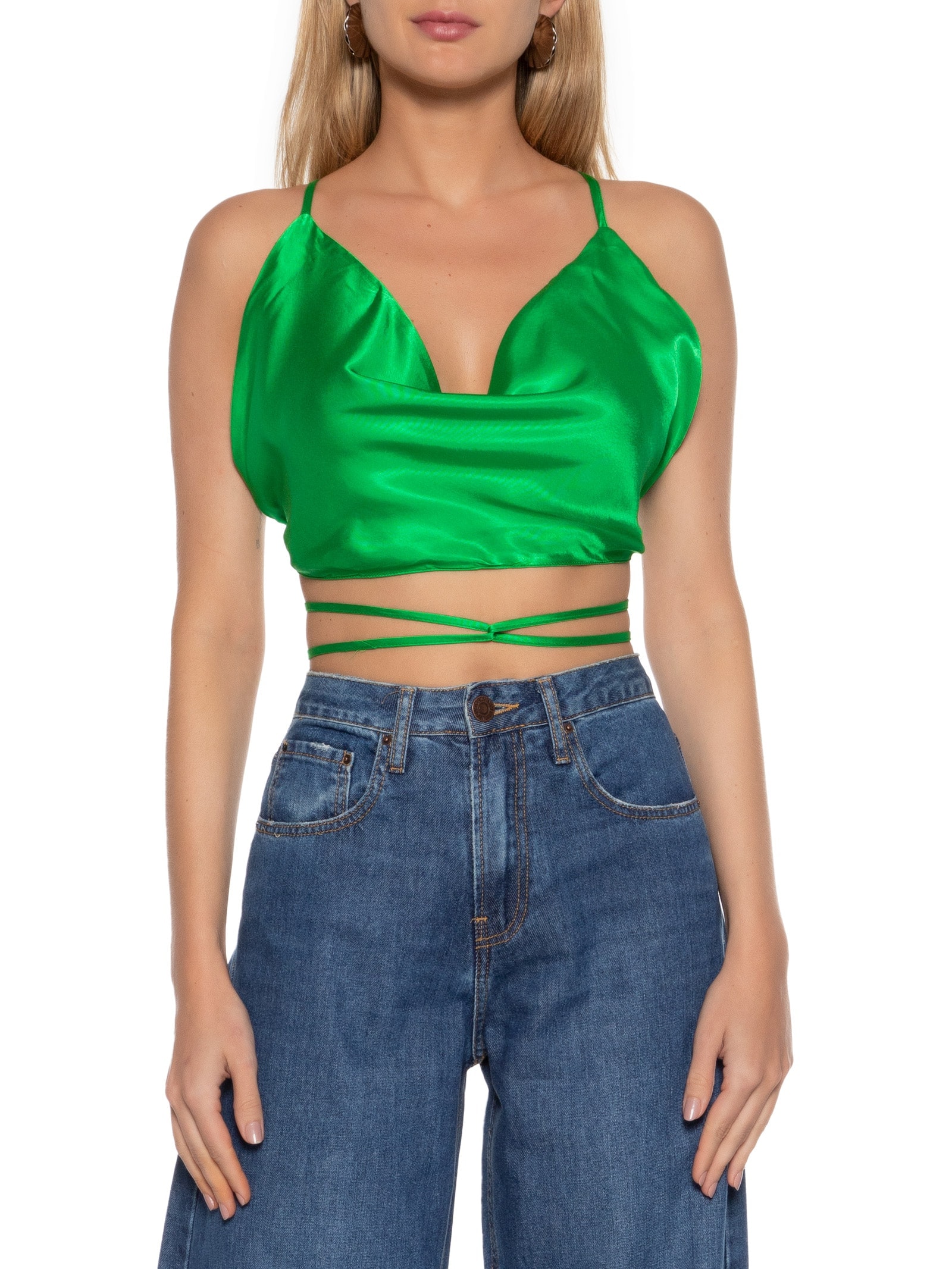 Blusa Lisa Cropped Verde Colcci