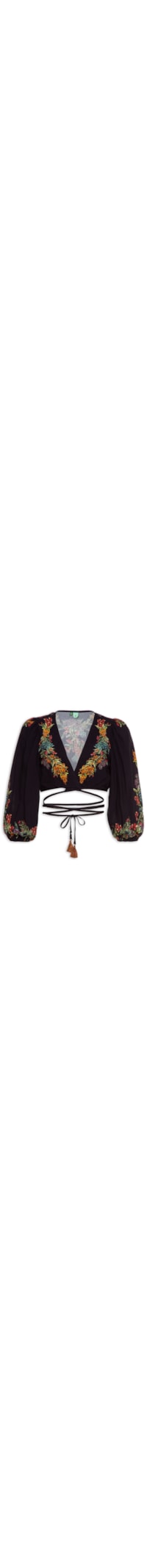 Blusa Louise Floral - Farm - Preto