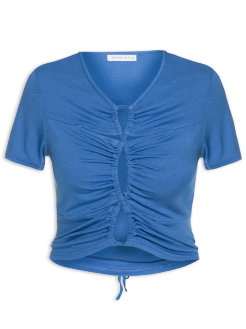 Blusa Malha Frente Roletê – Azul