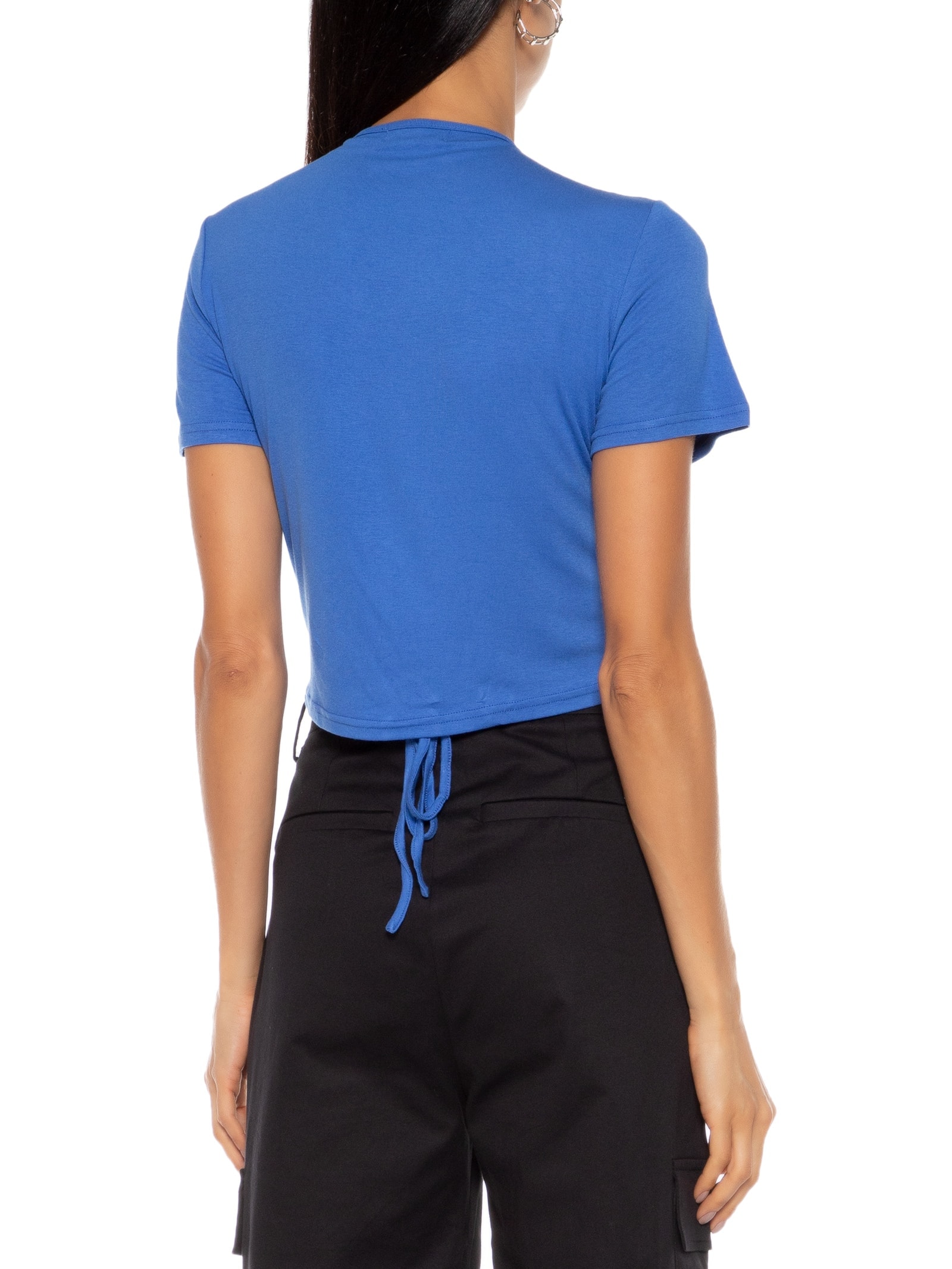 Blusa Malha Frente Roletê Azul Market 33