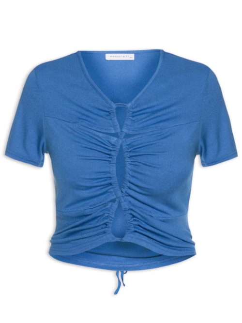 Blusa Malha Frente Roletê - Azul