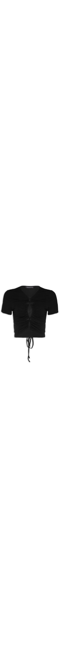Blusa Malha Frente Roletê - Preto