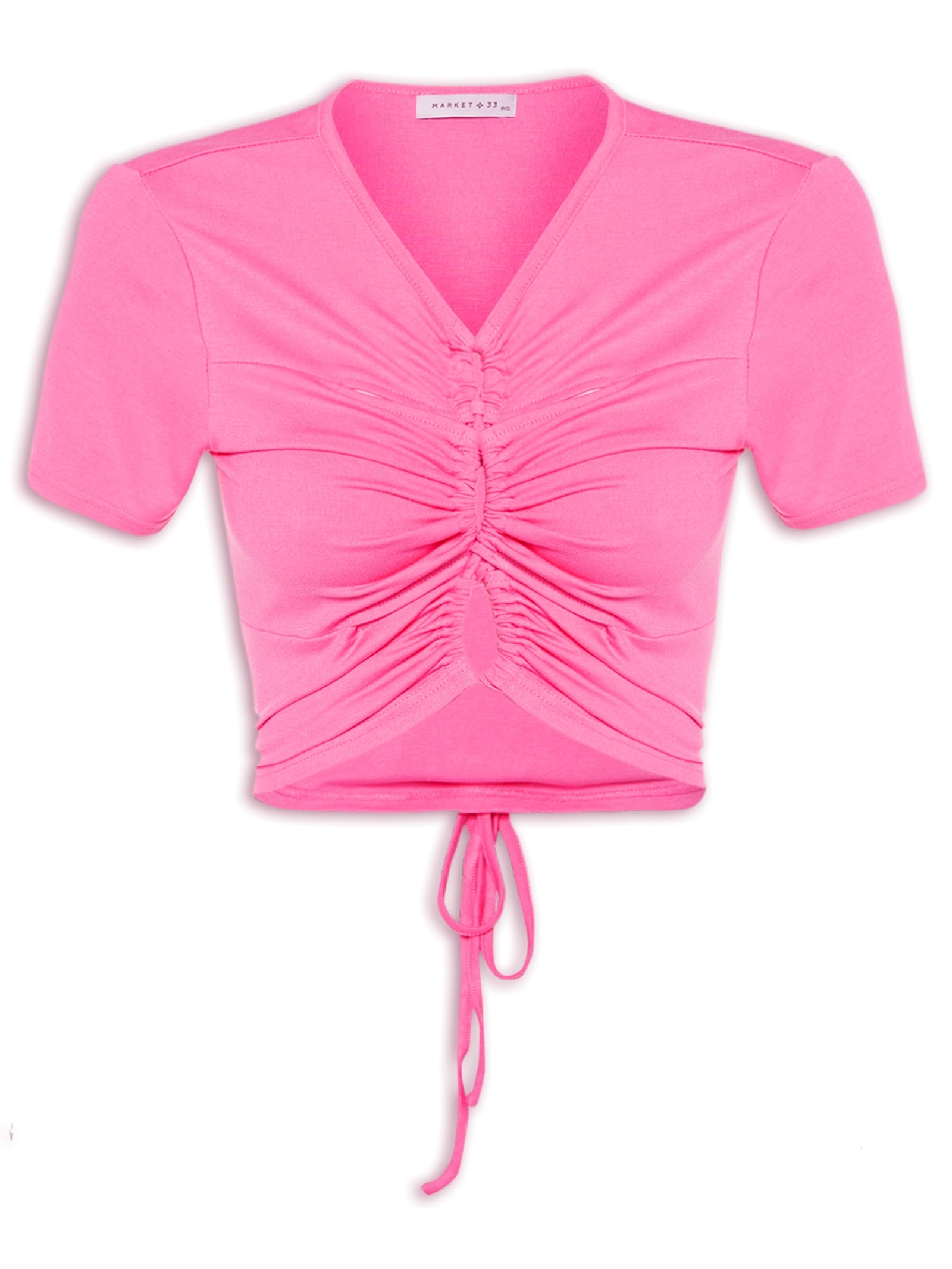Blusa Malha Frente Roletê Rosa Market 33