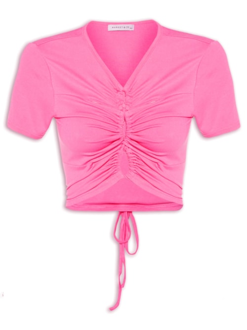 Blusa Malha Frente Roletê – Rosa