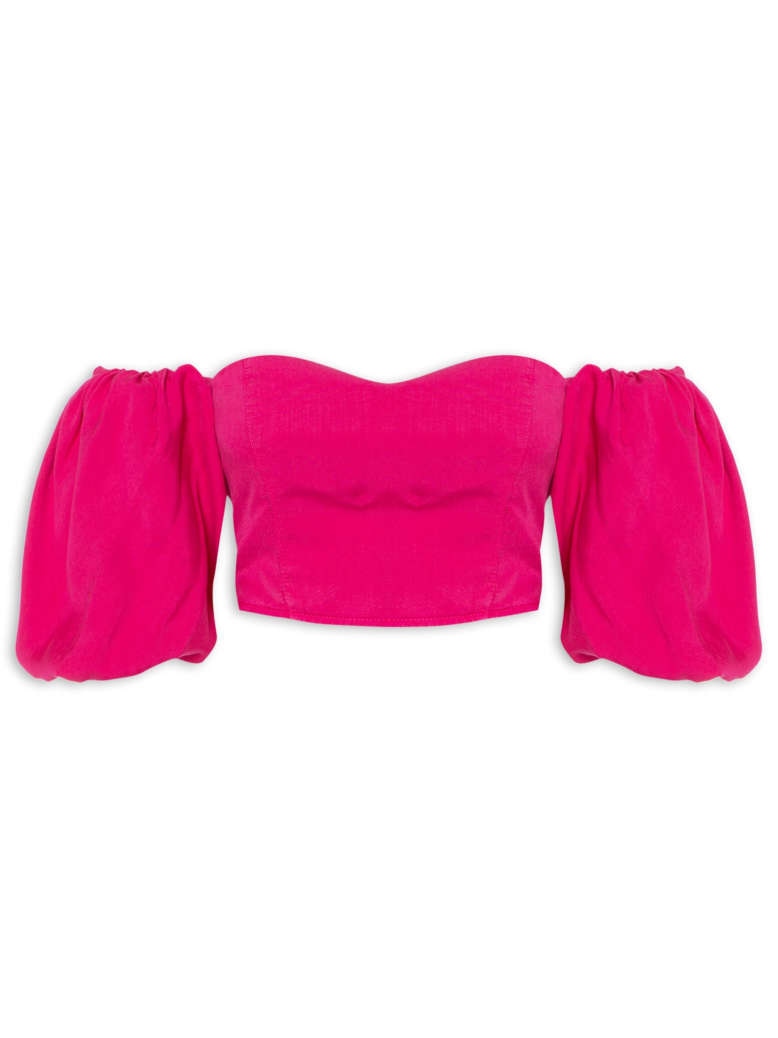Blusa Manga Aplicada Tencel Rosa Canal