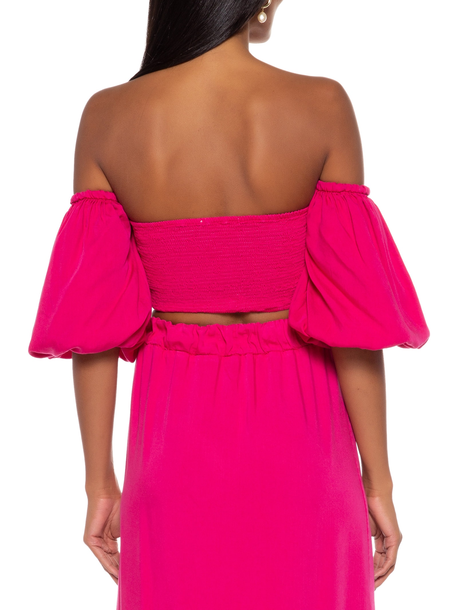 Blusa Manga Aplicada Tencel Rosa Canal