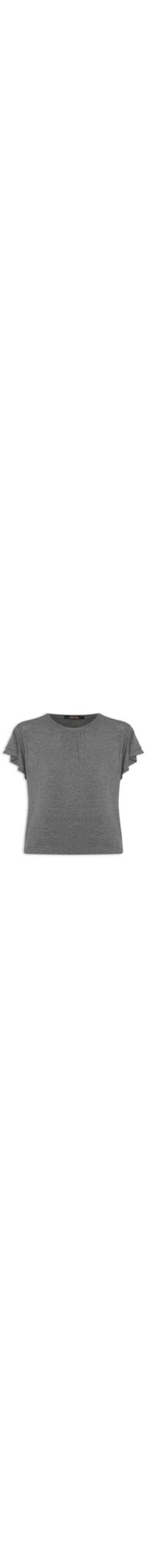 Blusa Manga Babado Tricot Mescla - Cinza