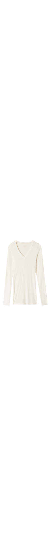 Blusa Manga Comprida Decote Em v Com Cashmere - Off-White