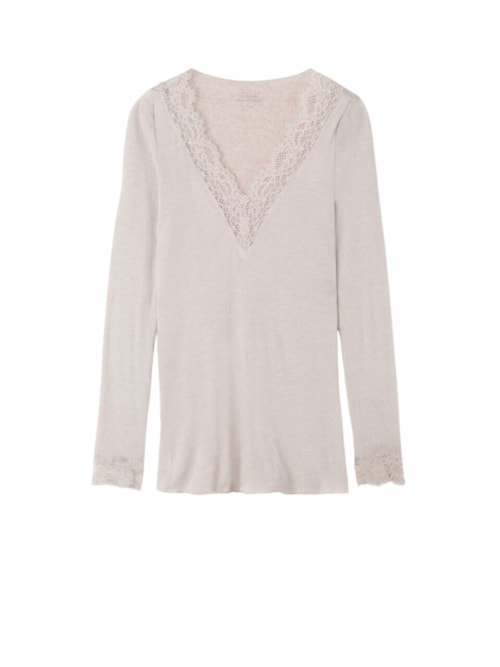 Blusa Manga Comprida Em Cashmere – Bege