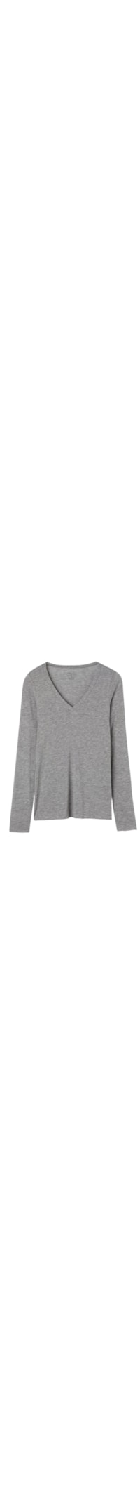 Blusa Manga Comprida Em Cashmere Com Decote Em v - Cinza