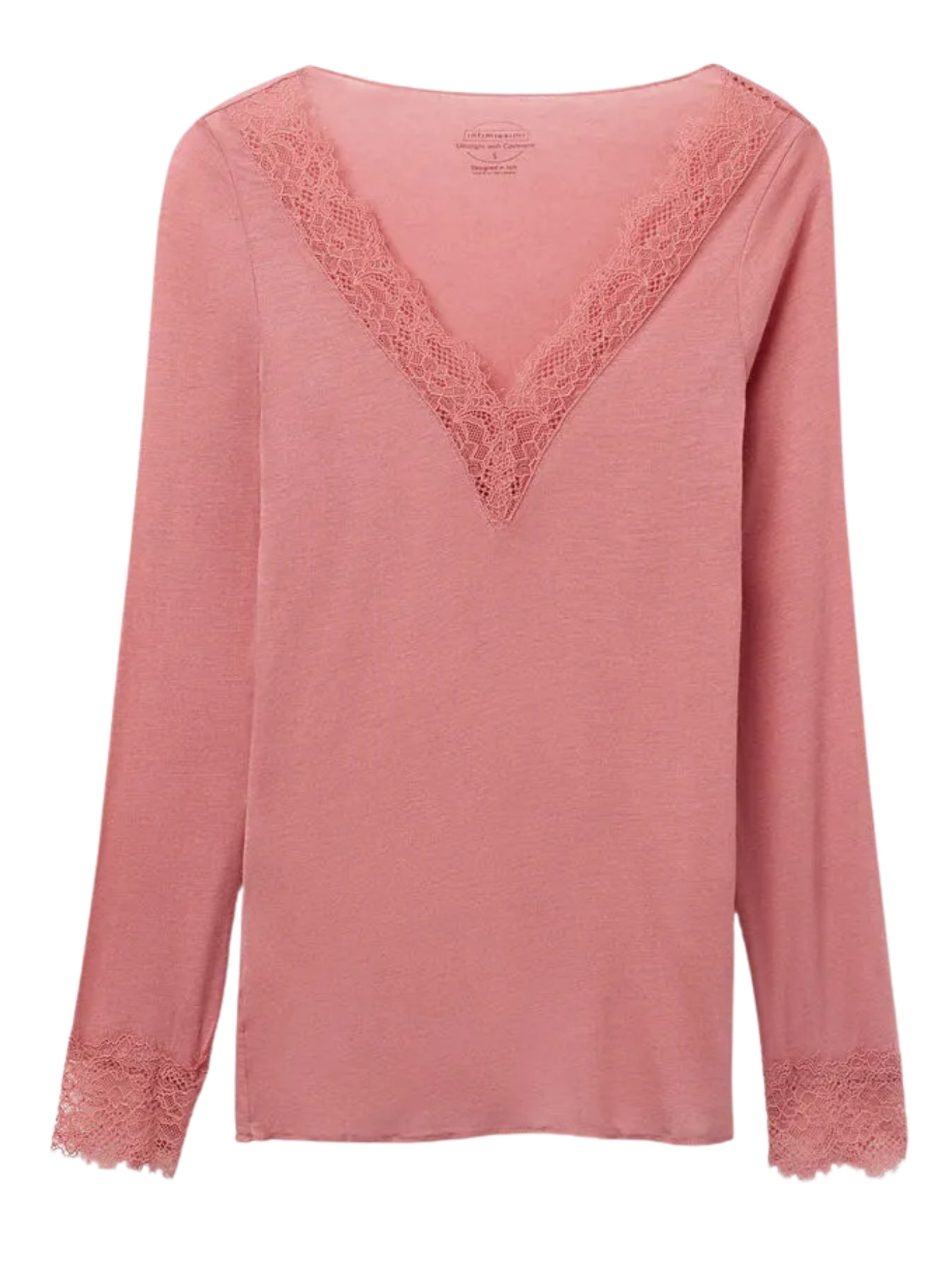 Blusa Manga Comprida Em Cashmere Ultraleve e Renda Rosa Intimissimi