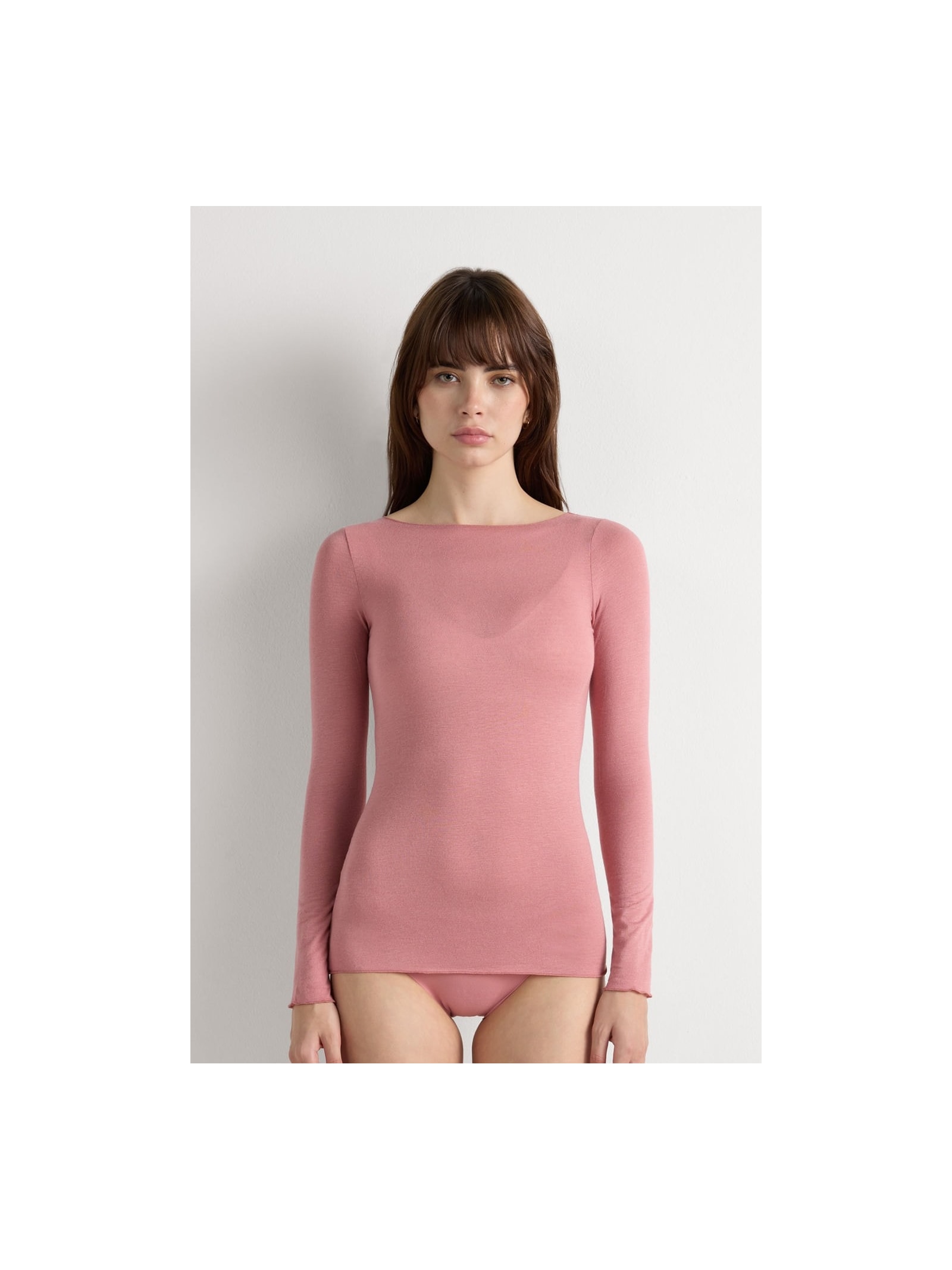 Blusa Manga Comprida Em Cashmere Ultraleve Rosa Intimissimi