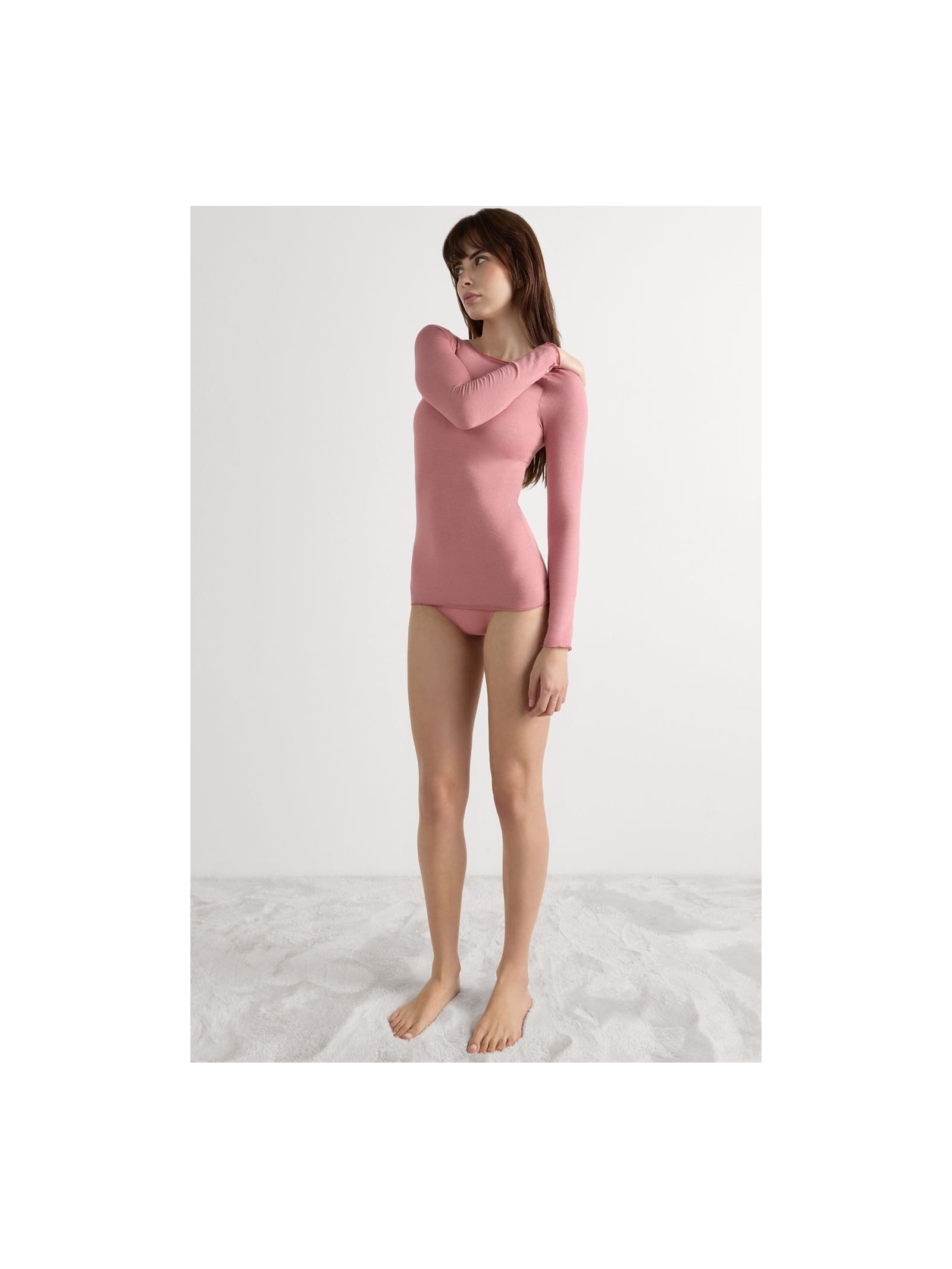 Blusa Manga Comprida Em Cashmere Ultraleve Rosa Intimissimi
