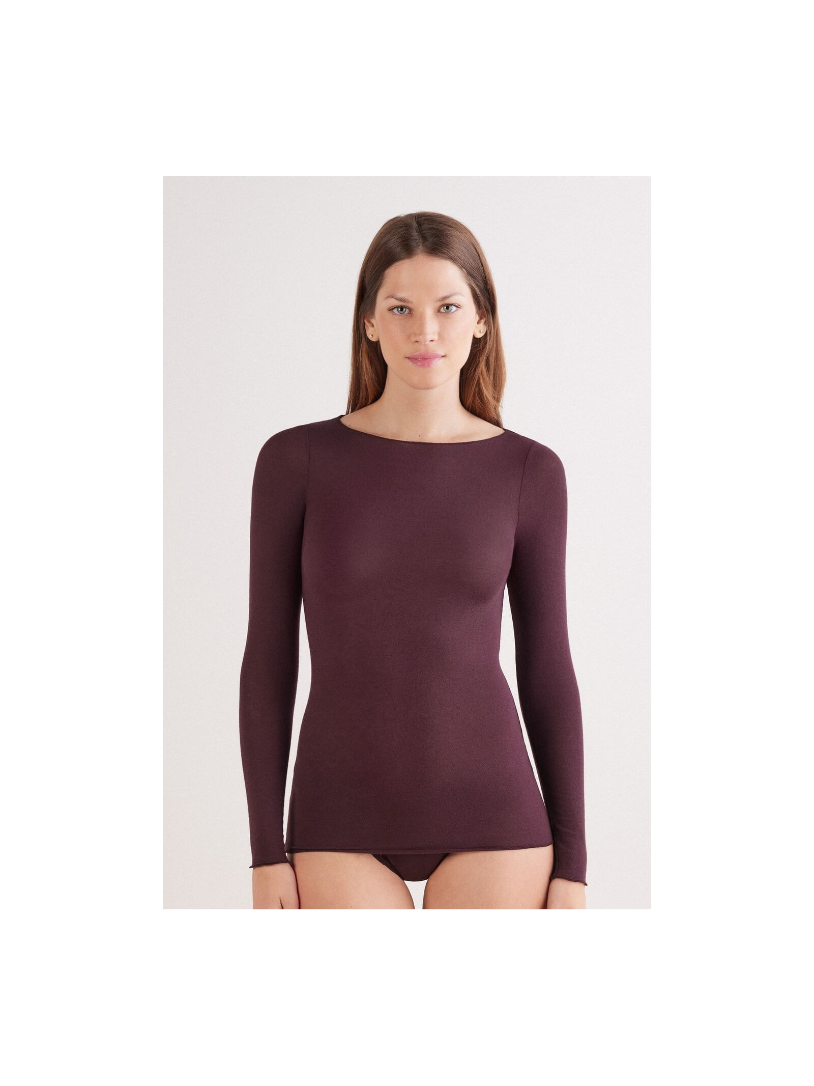 Blusa Manga Comprida Em Cashmere Ultralight Bordô Intimissimi