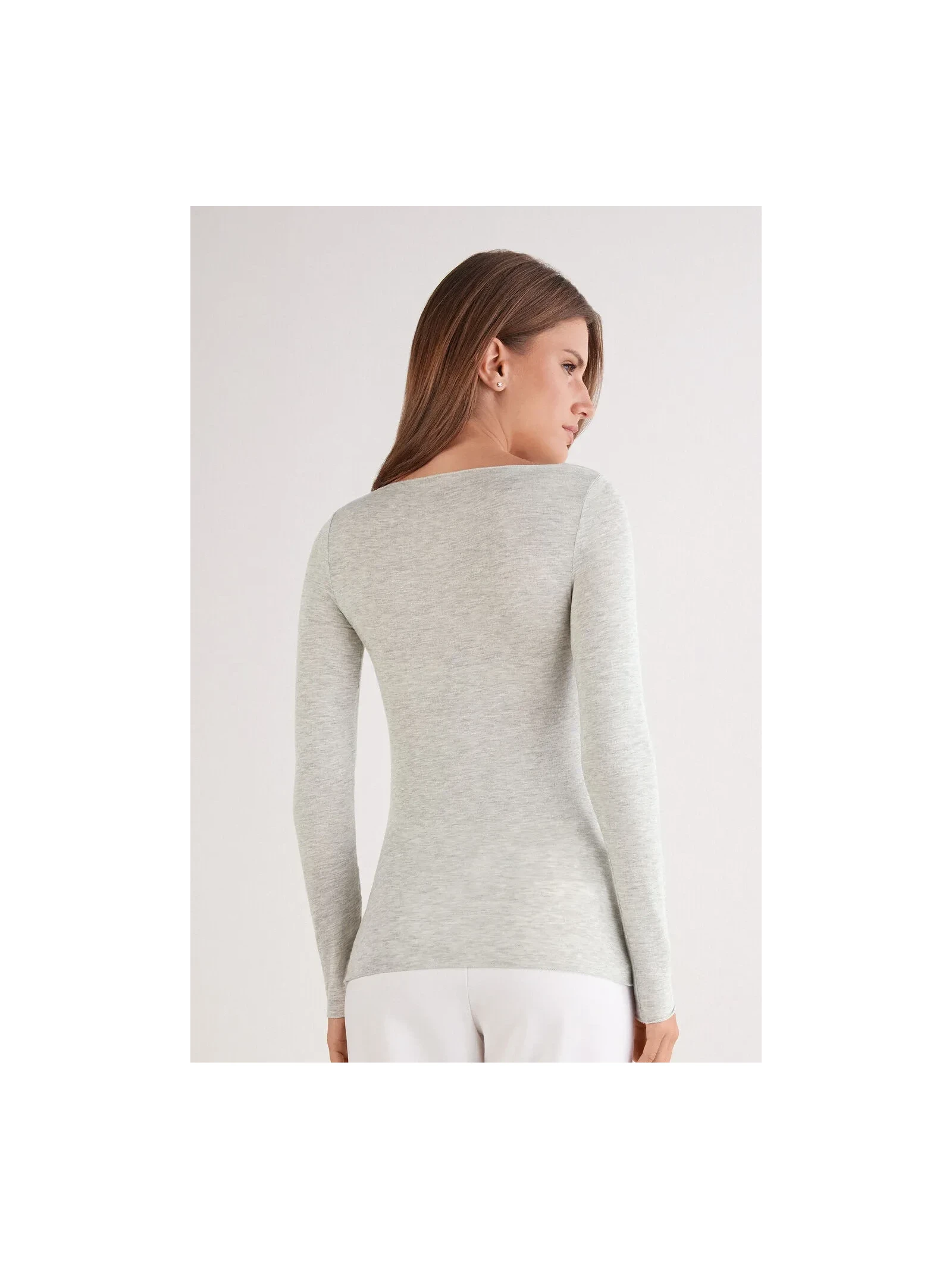 Blusa Manga Comprida Em Cashmere Ultralight Cinza Intimissimi