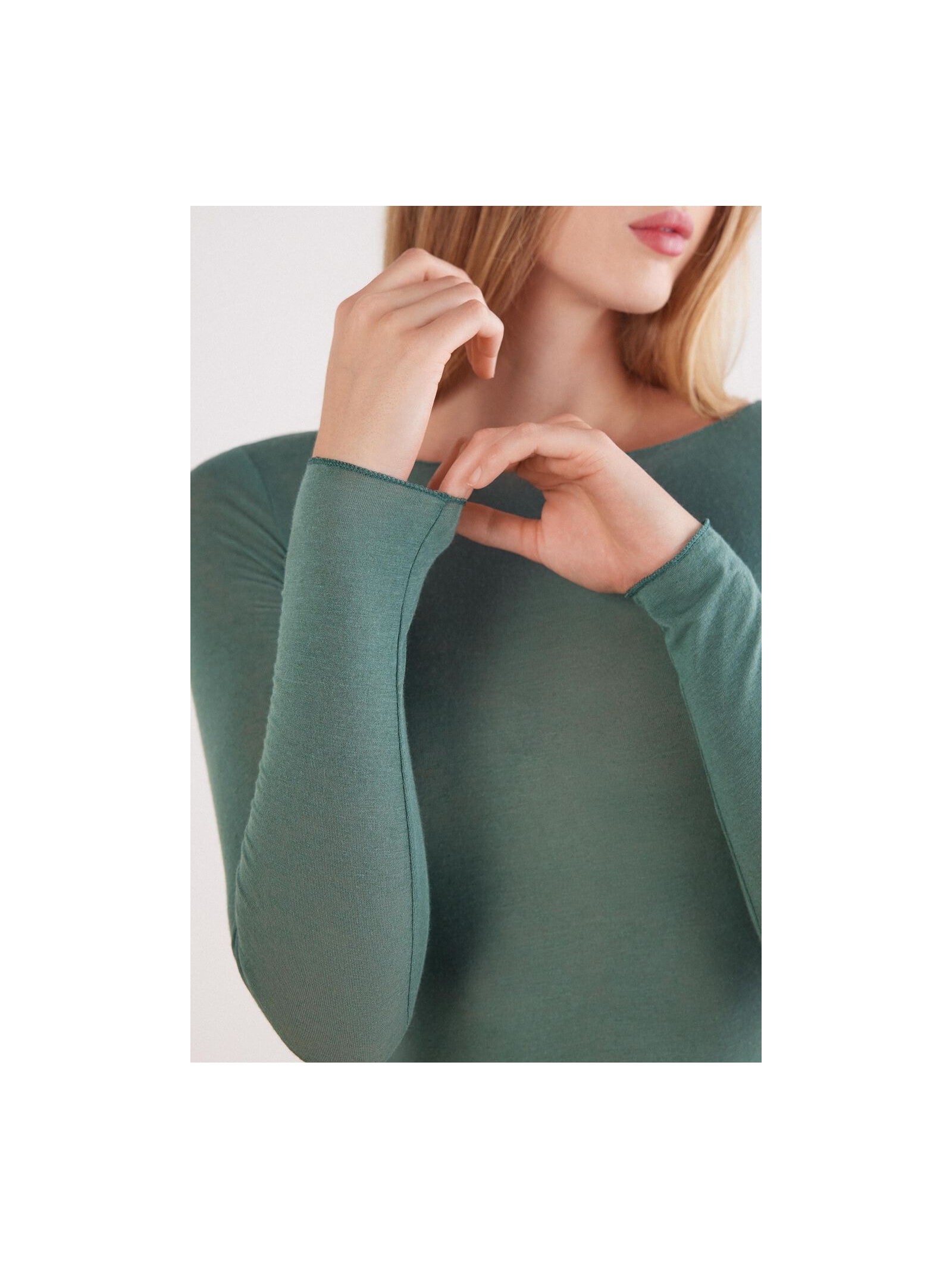 Blusa Manga Comprida Em Cashmere Ultralight Verde Intimissimi