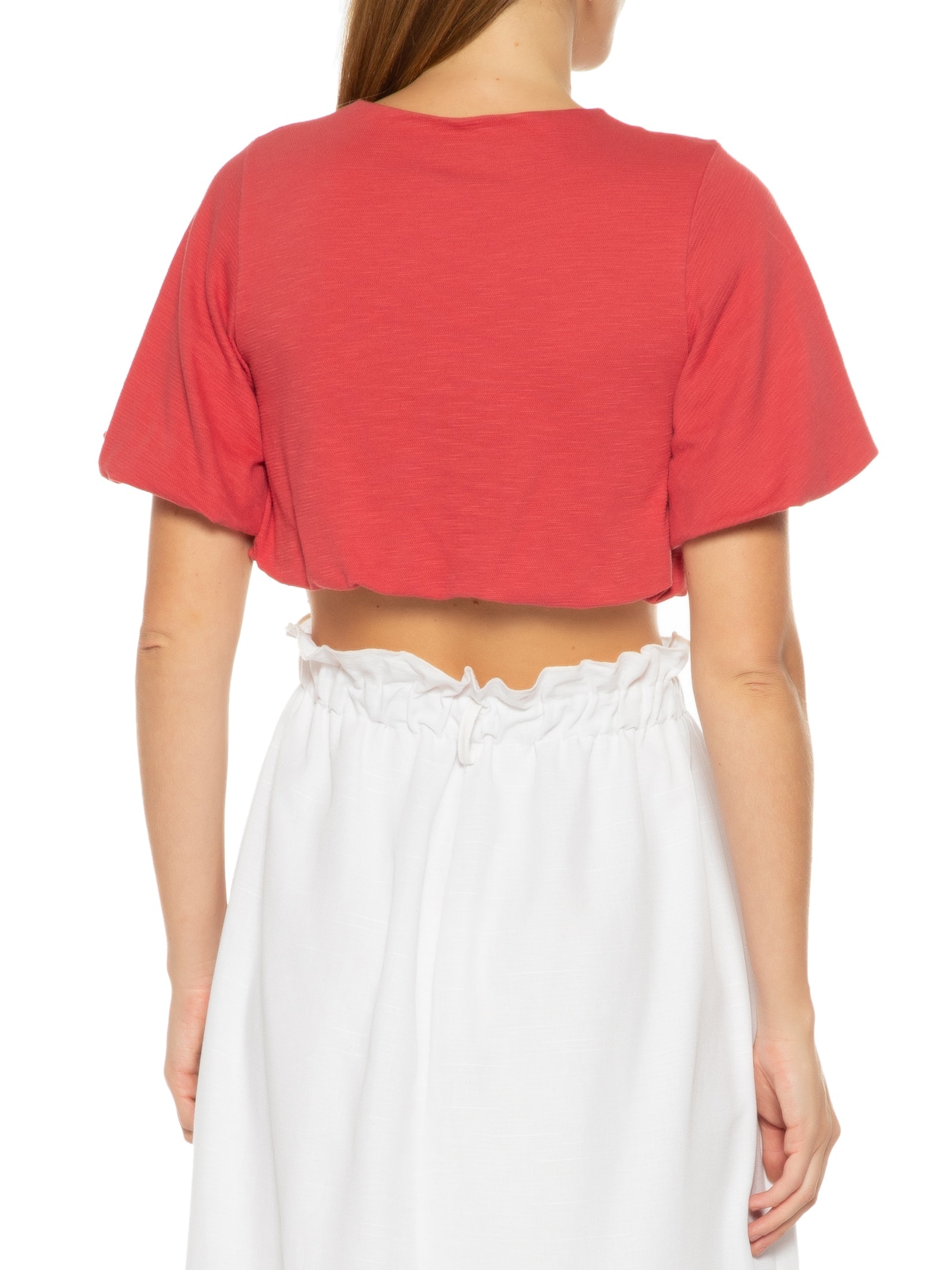 Blusa Manga Curta Balonê Vermelho Basiq