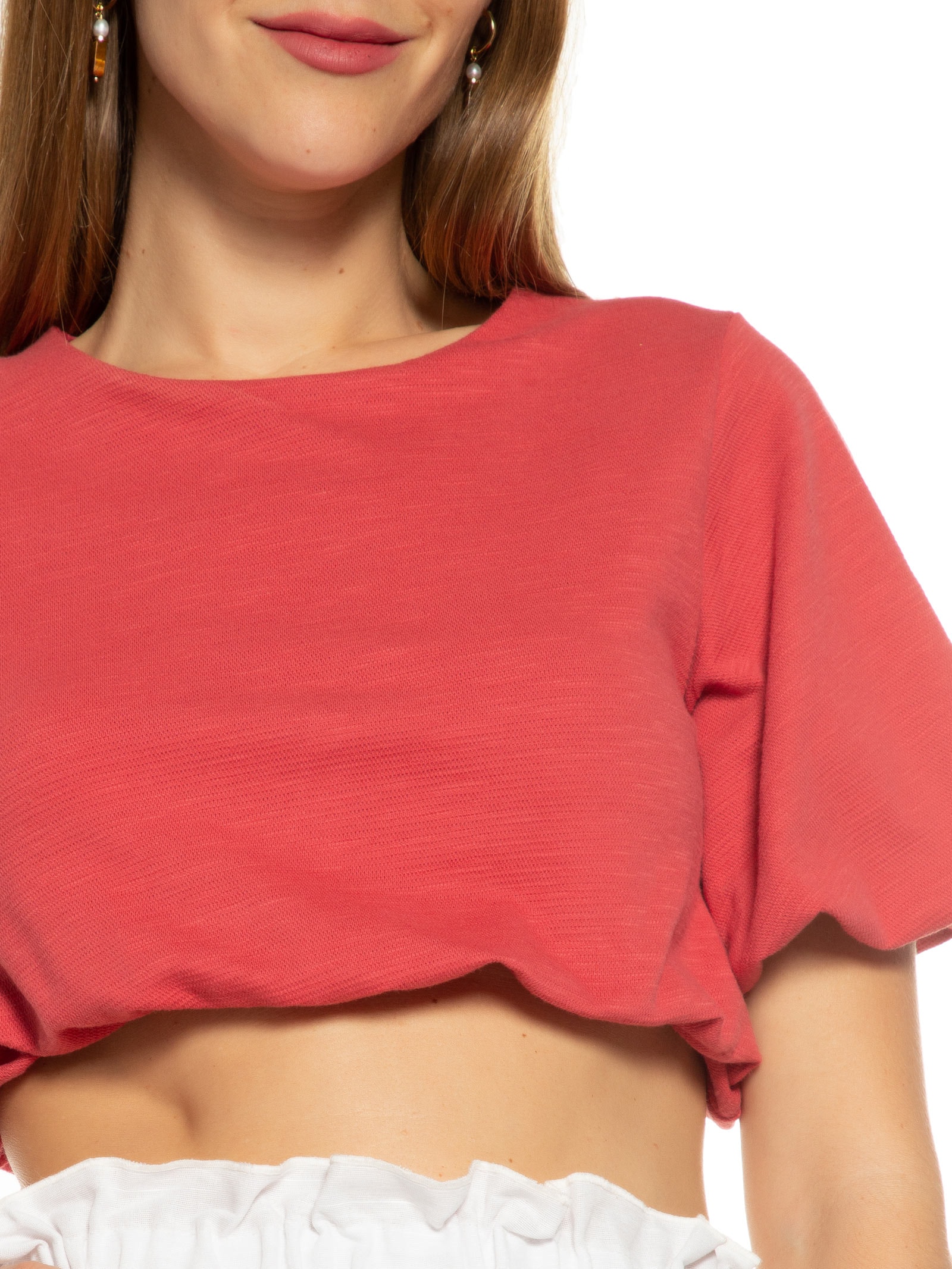 Blusa Manga Curta Balonê Vermelho Basiq