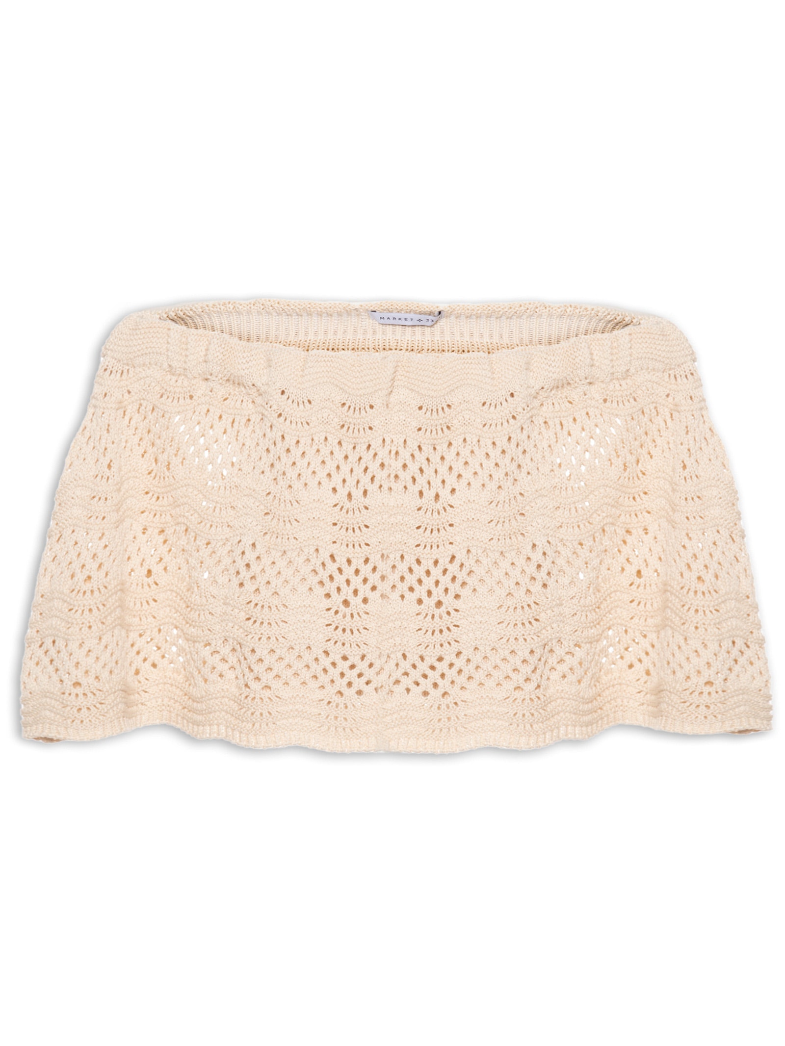 Blusa Manga Curta Crochê Bege Market 33