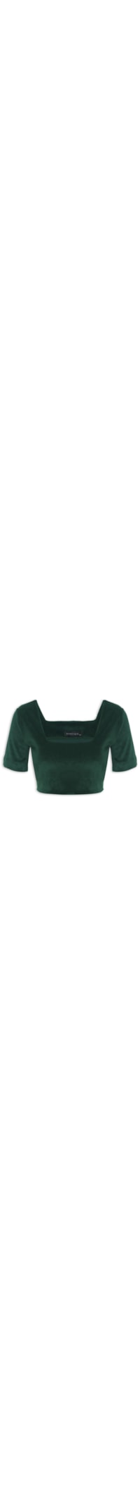Blusa Manga Curta Cropped Plush - Verde