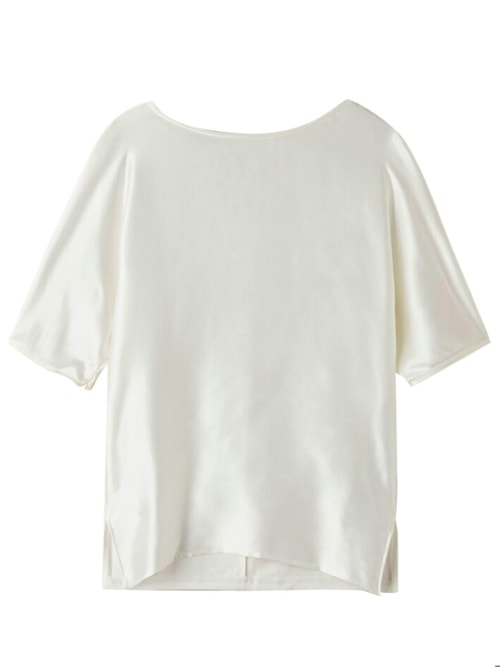 Blusa Manga Curta Em Seda e Modal – Marfim