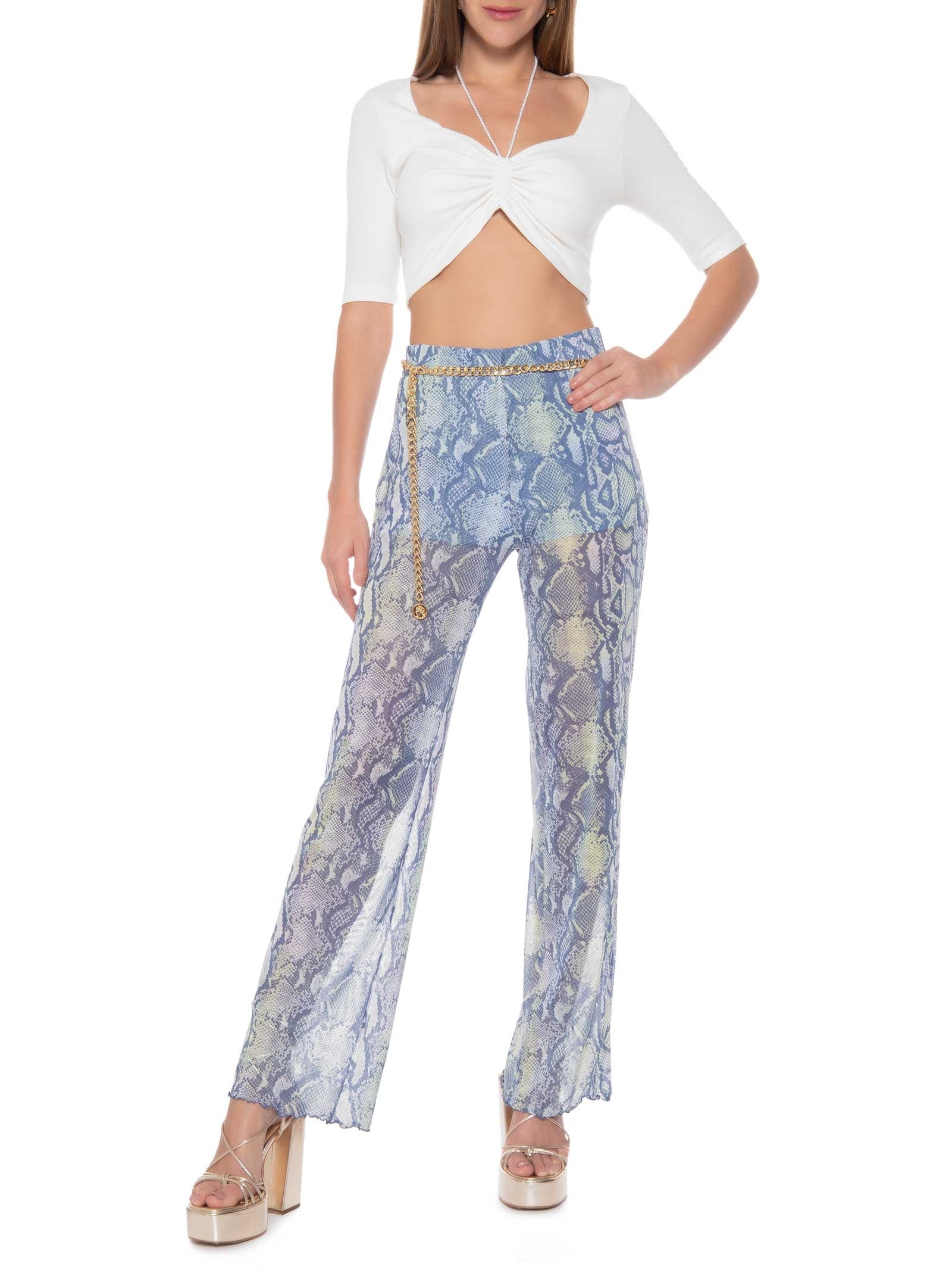 Blusa Manga Curta Malha Canelada Neckline Off White Market 33