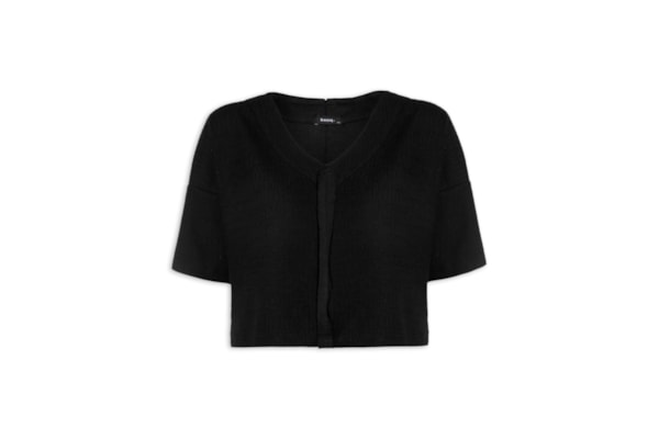 Blusa Manga Curta Texturizada - Preto