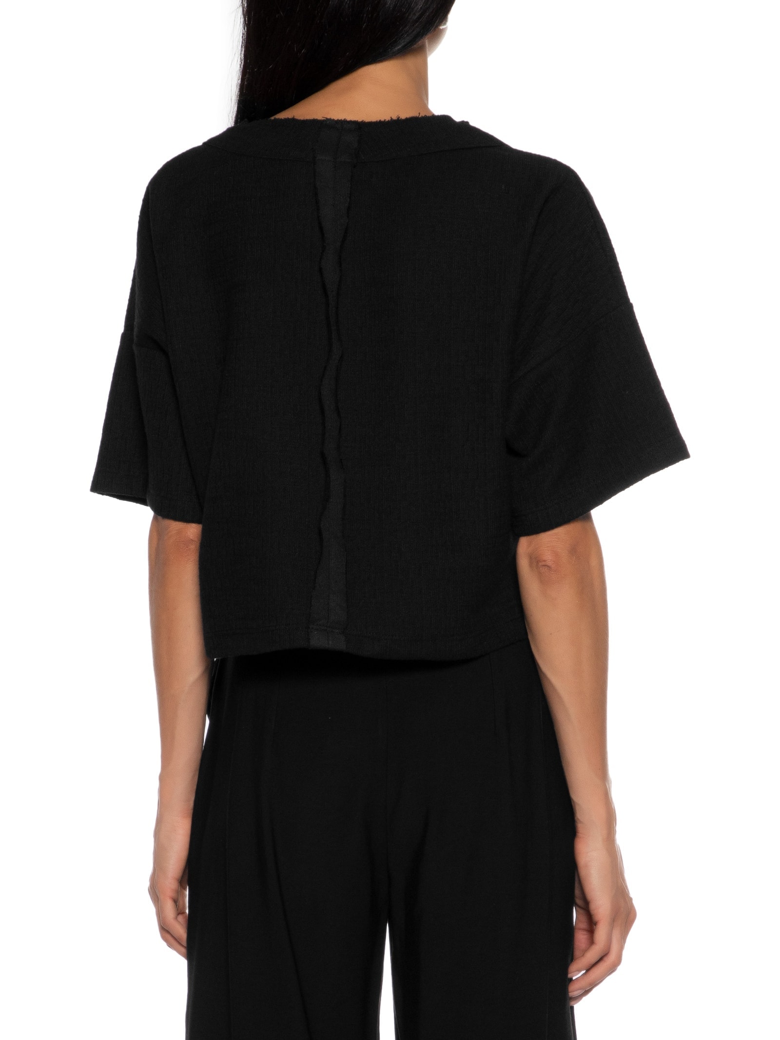 Blusa Manga Curta Texturizada Preto Basiq