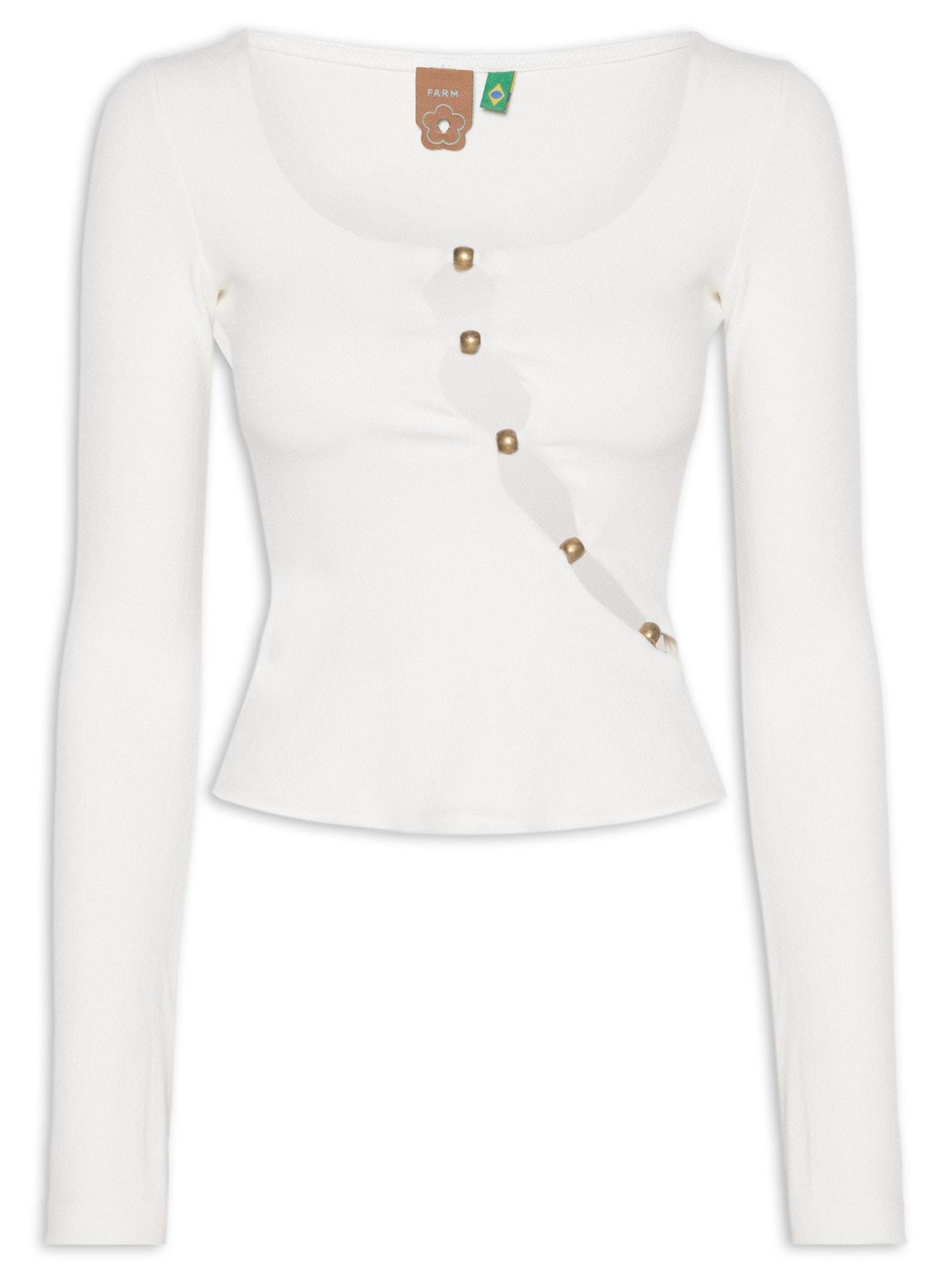 Blusa Manga Longa Detalhe Busto Branco Farm