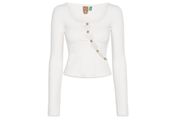 Blusa Manga Longa Detalhe Busto – Branco