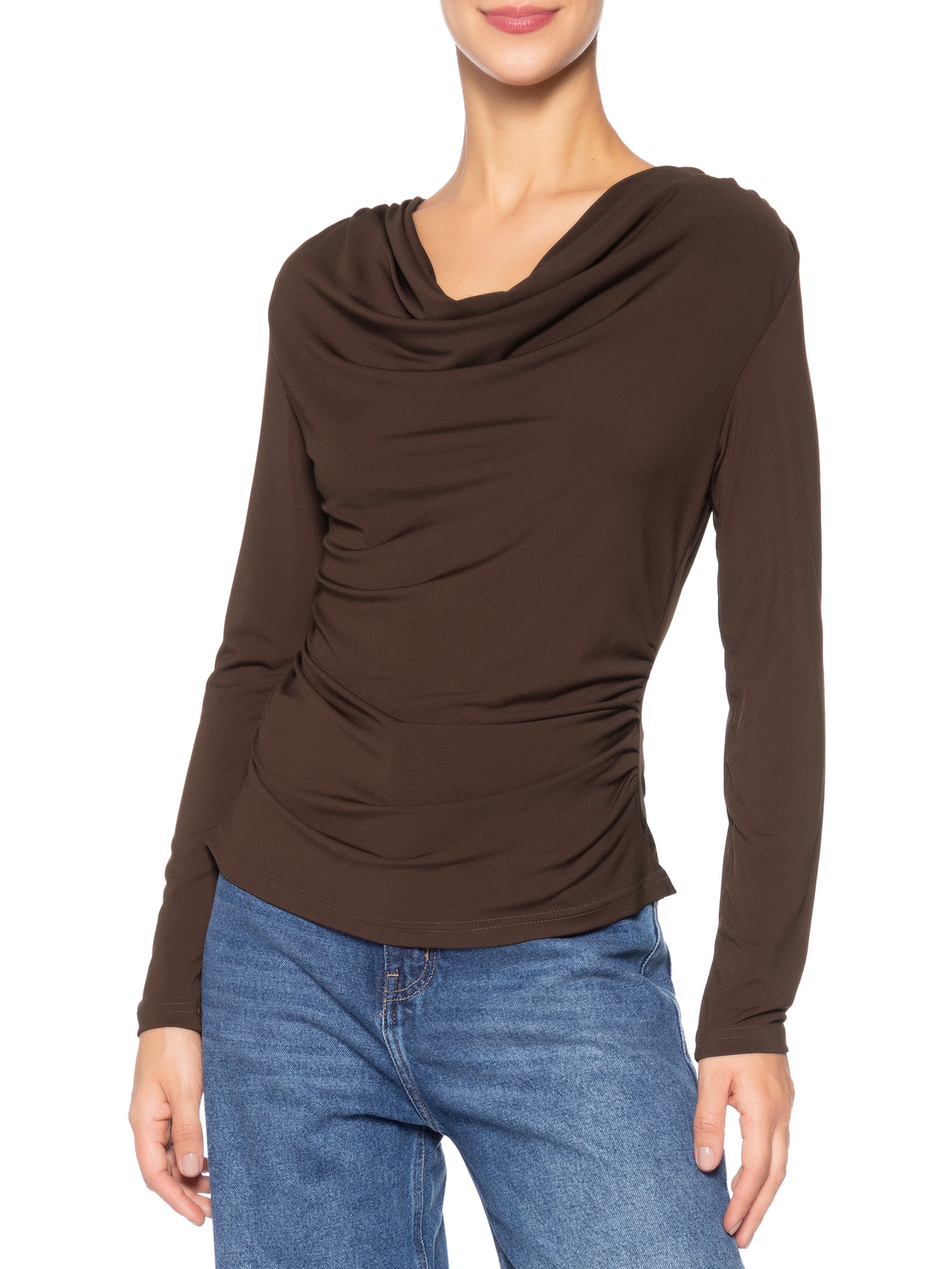 Blusa Manga Longa Feminina Degagê Marrom Market 33