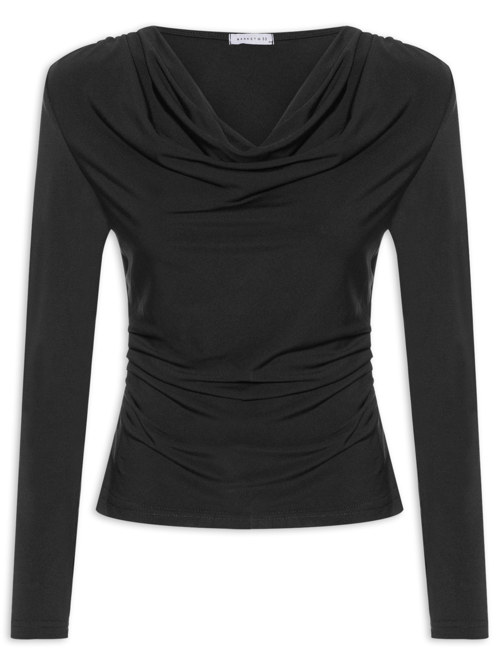 Blusa Manga Longa Feminina Degagê Preto Market 33