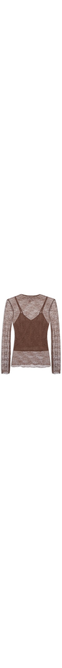 Blusa Manga Longa Feminina em Renda – Marrom