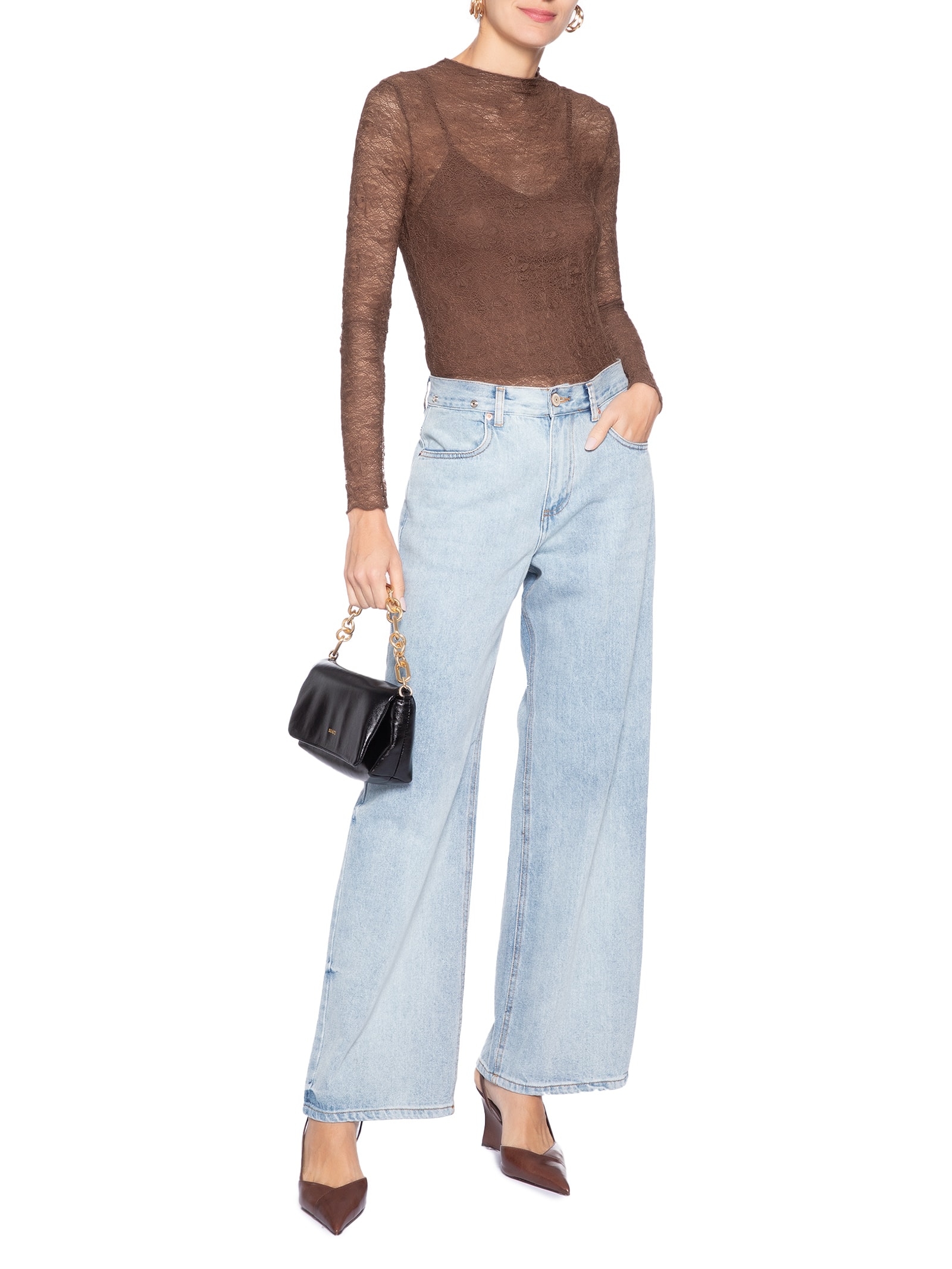 Blusa Manga Longa Feminina em Renda – Marrom Market 33