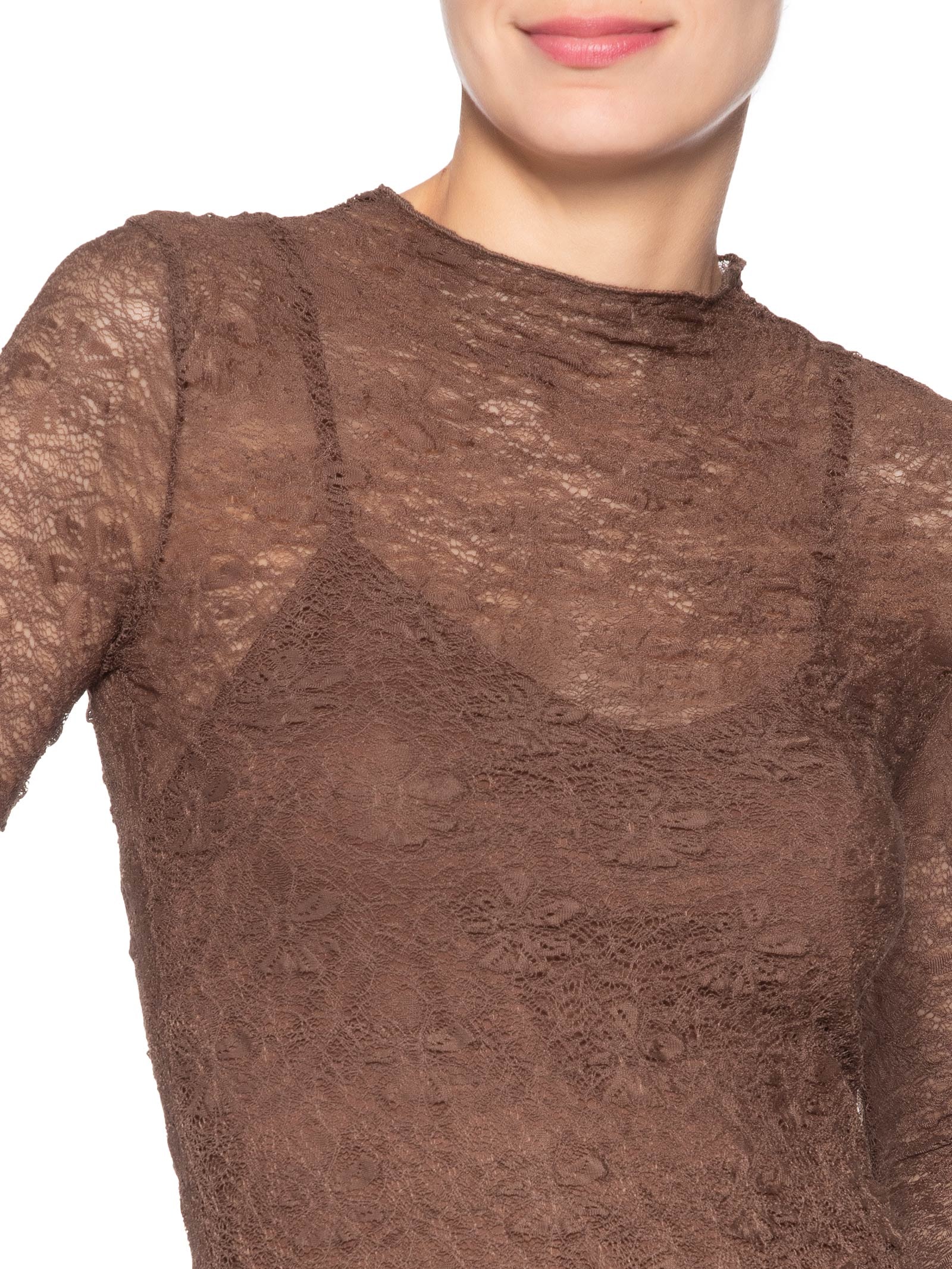 Blusa Manga Longa Feminina em Renda – Marrom Market 33