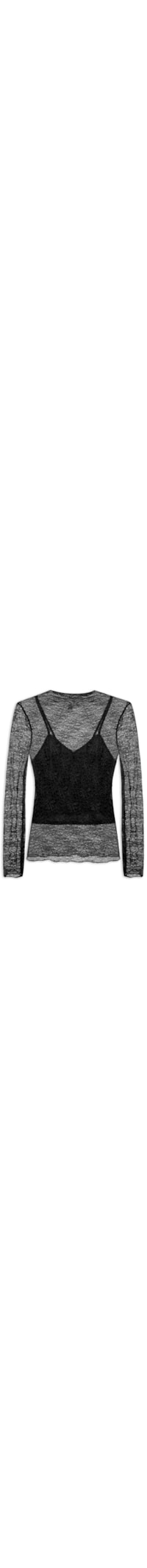 Blusa Manga Longa Feminina em Renda – Preto