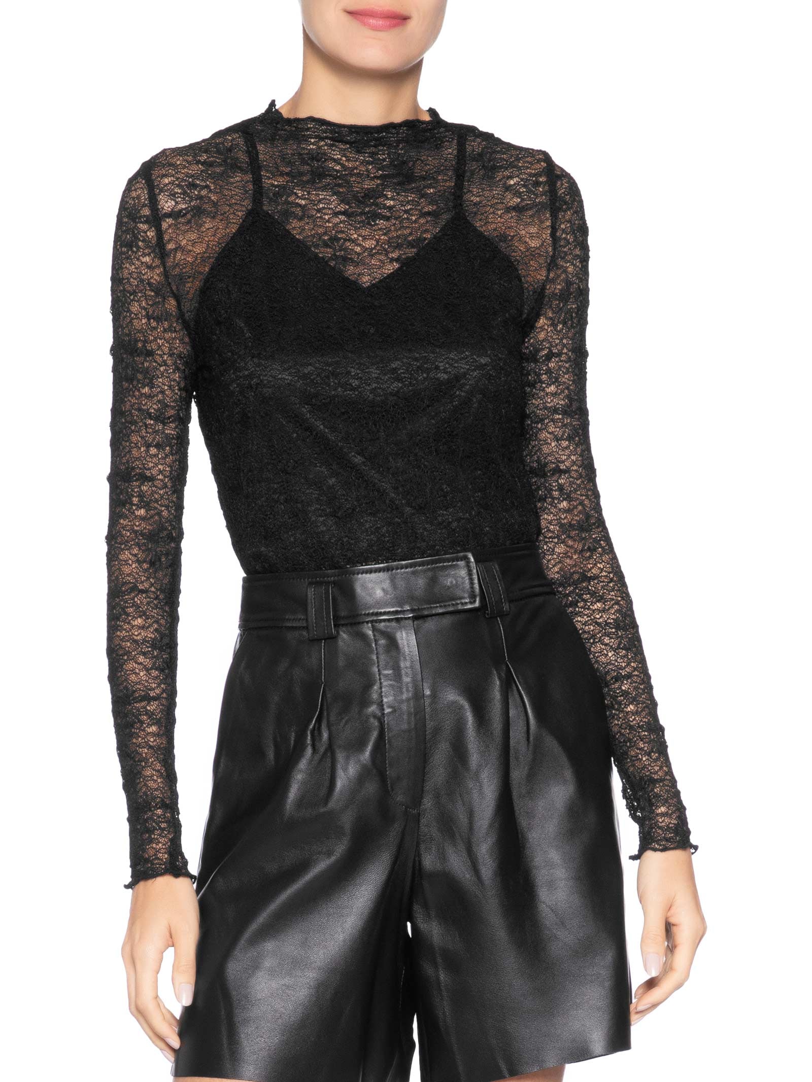 Blusa Manga Longa Feminina em Renda – Preto Market 33