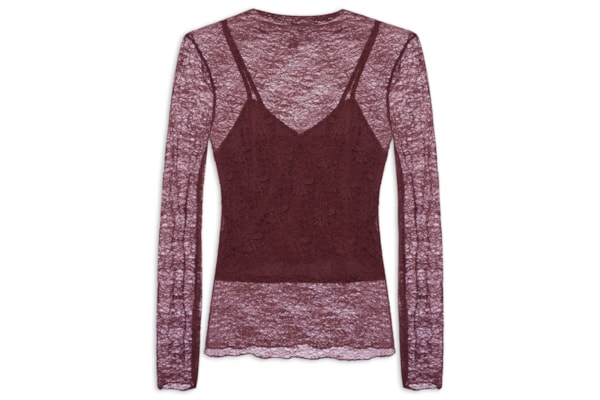 Blusa Manga Longa Feminina em Renda – Vermelho