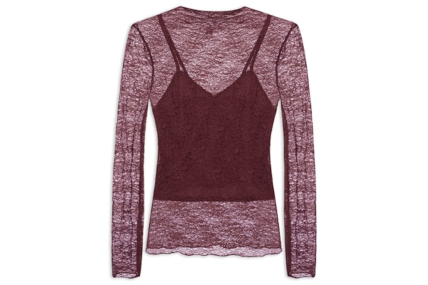 Blusa Manga Longa Feminina em Renda – Vermelho