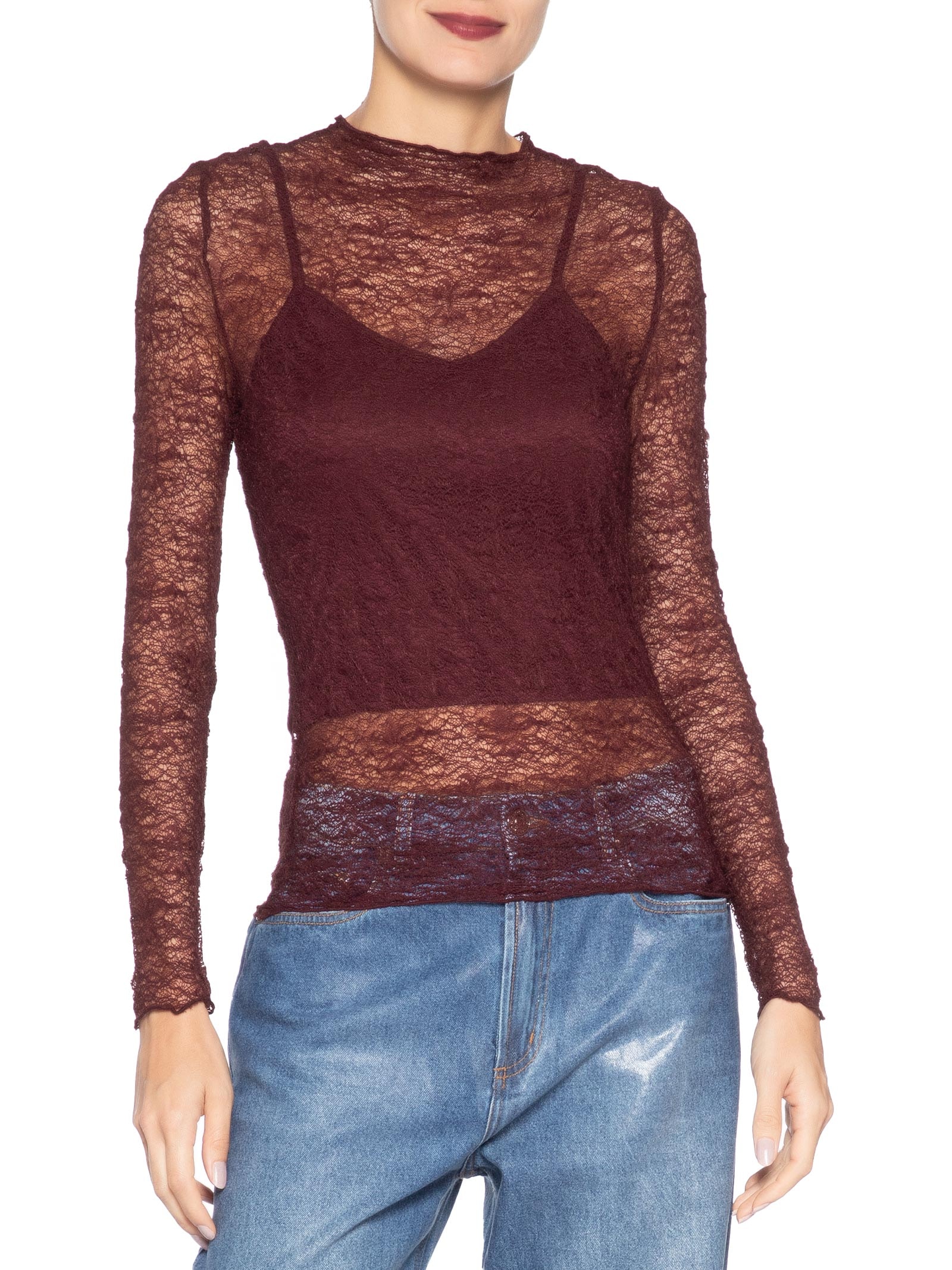Blusa Manga Longa Feminina em Renda – Vermelho Market 33