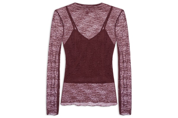 Blusa Manga Longa Feminina em Renda – Vermelho