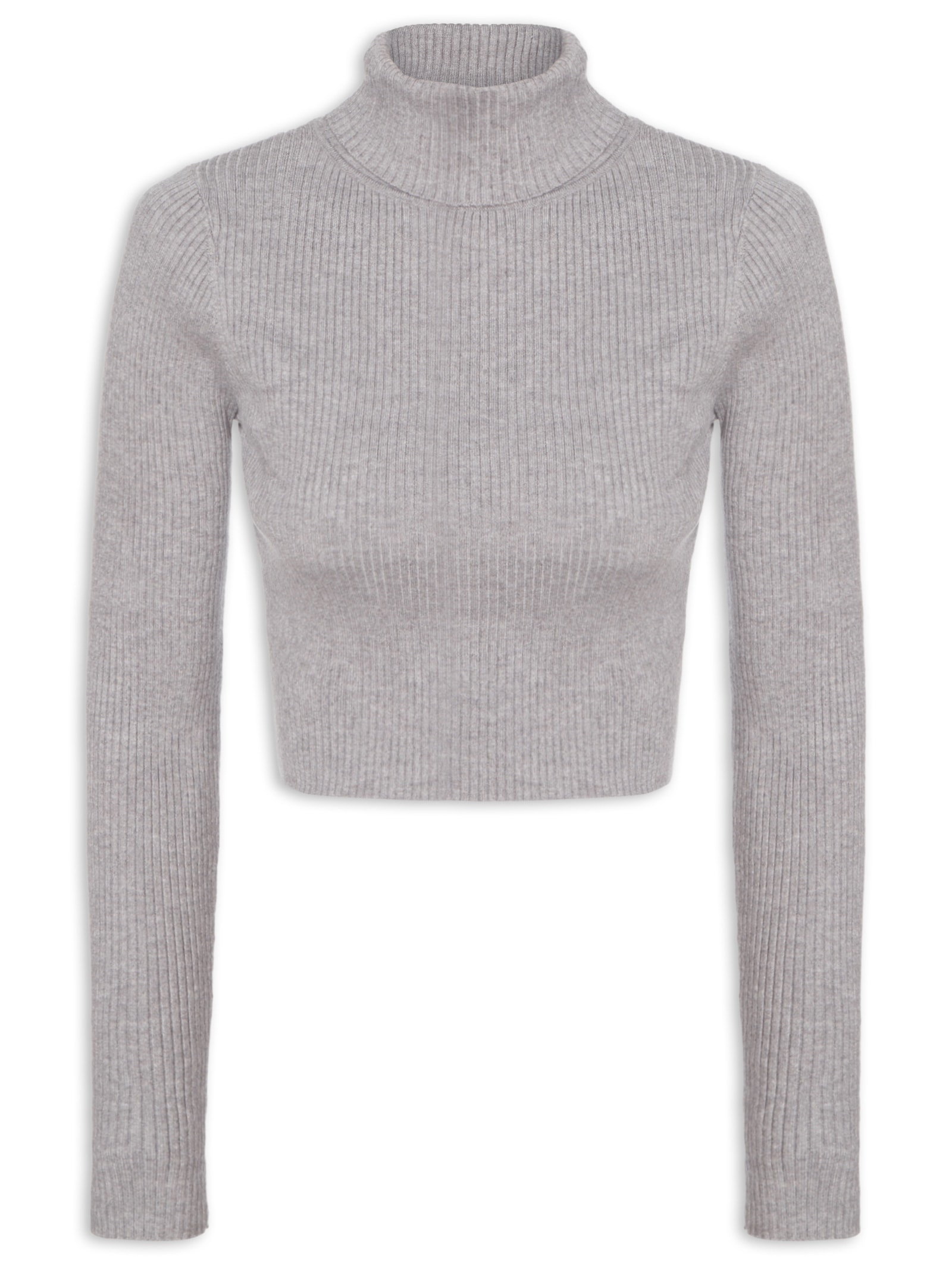 Blusa Manga Longa Feminina Em Tricot Cinza Market 33