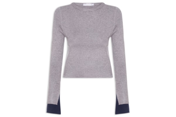 Blusa Manga Longa Feminina em Tricot - Cinza